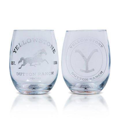 Yellowstone Dutton Ranch 20-Ounce Stemless Wine Glasses § Set of 2