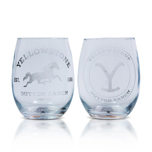 Yellowstone Dutton Ranch 20-Ounce Stemless Wine Glasses § Set of 2