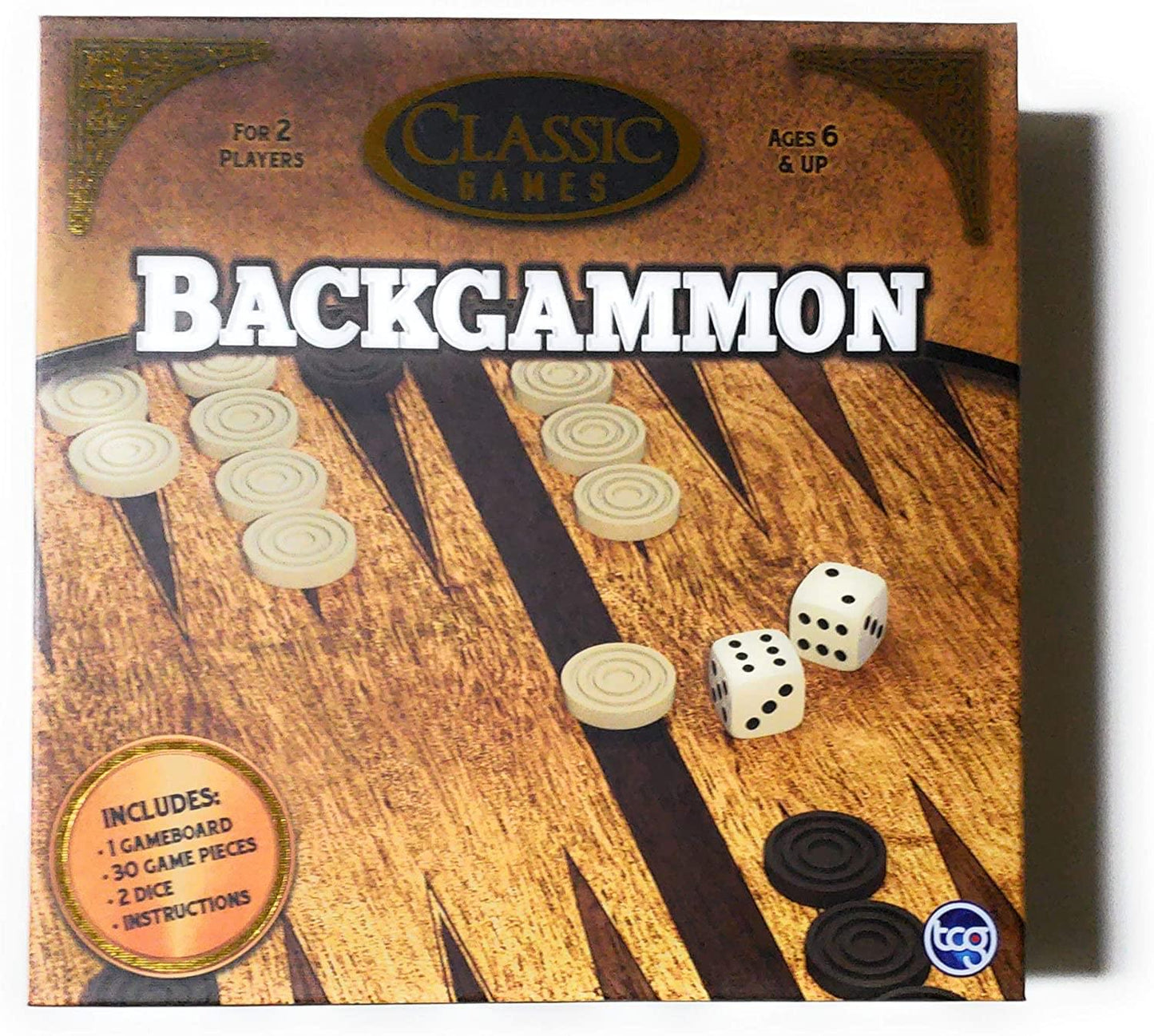 Classic Games Wood Backgammon Set § Board & 30 Game Pieces