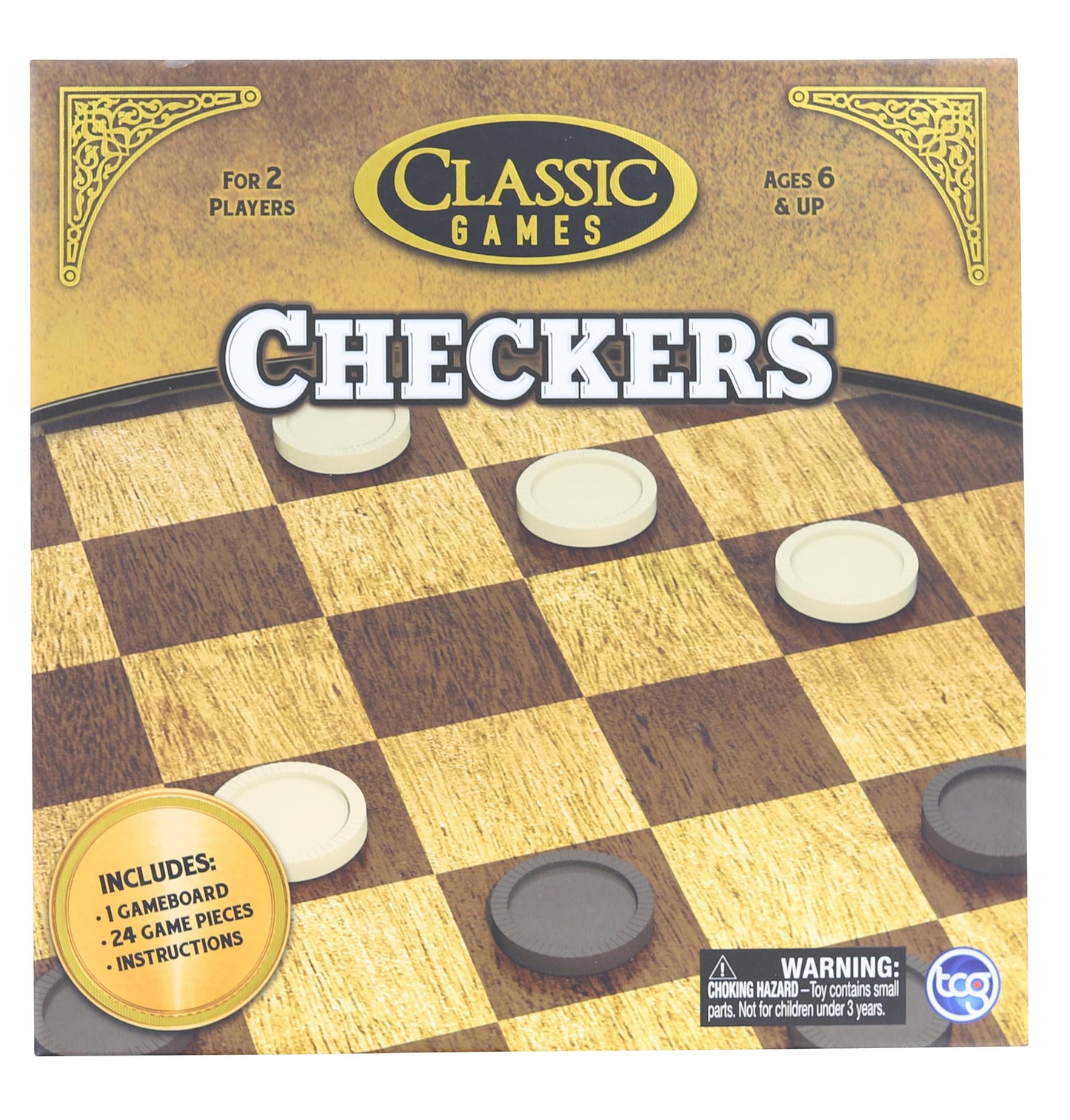 Classic Games Wood Checkers Set § Board & 25 Game Pieces