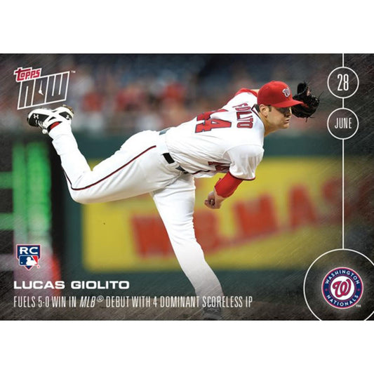 Topps NOW Washington Nationals Lucas Giolito RC MLB 2016 Card 188 Trading Card