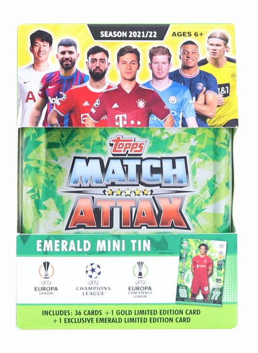 2021/22 Topps UEFA Champions League Attax Mini Tin § 36 Cards + Emerald