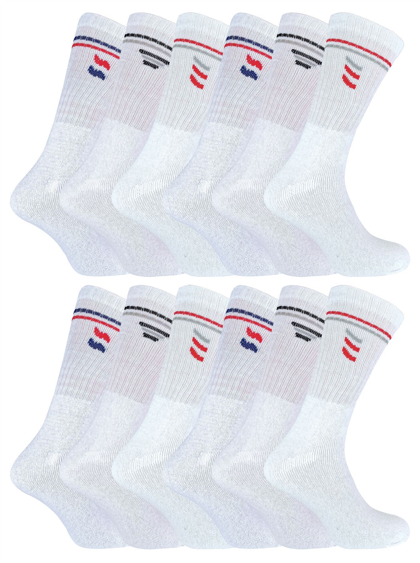 12 Pairs Mens 019 Sport Socks (6-11 / White)