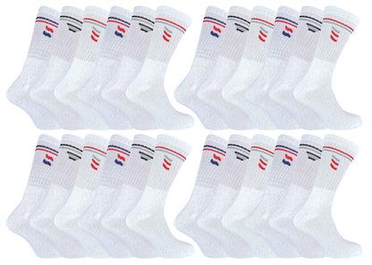 24 Pairs Mens 019 Sport Socks (6-11 / White)