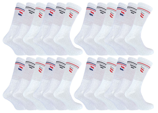 24 Pairs Mens 019 Sport Socks (6-11 / White)