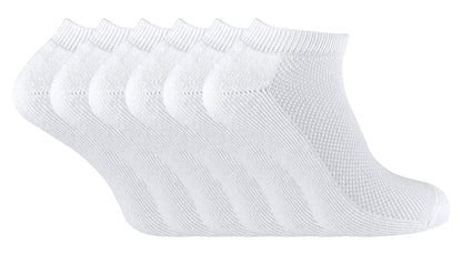 6 Pairs Bamboo Ankle Socks (6-11 UK / White)