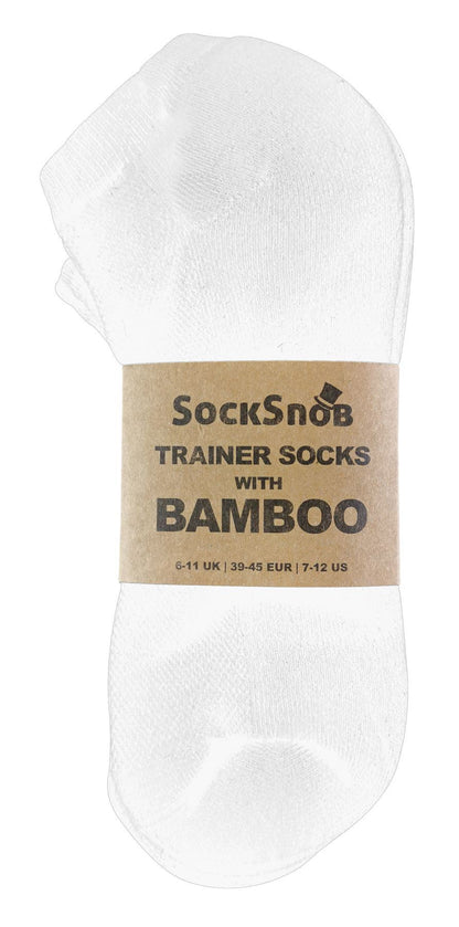 6 Pairs Bamboo Ankle Socks (6-11 UK / White)