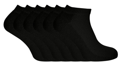 6 Pairs Bamboo Ankle Socks (4-7 UK / Black)