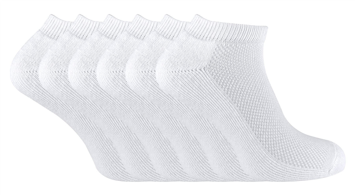 6 Pairs Bamboo Ankle Socks (11-14 UK / White)