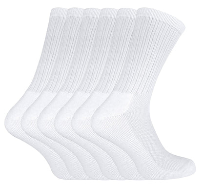 6 Pairs Bamboo Sport Socks (6-11 UK / White)