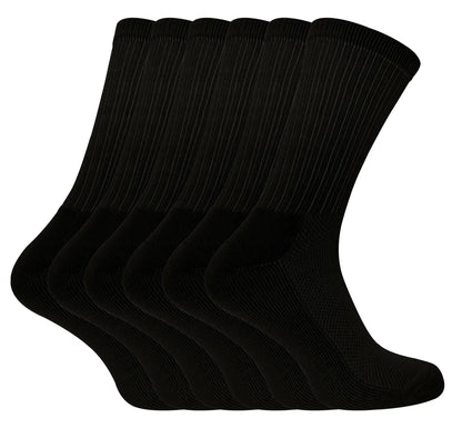 6 Pairs Bamboo Sport Socks (4-7 UK / Black)