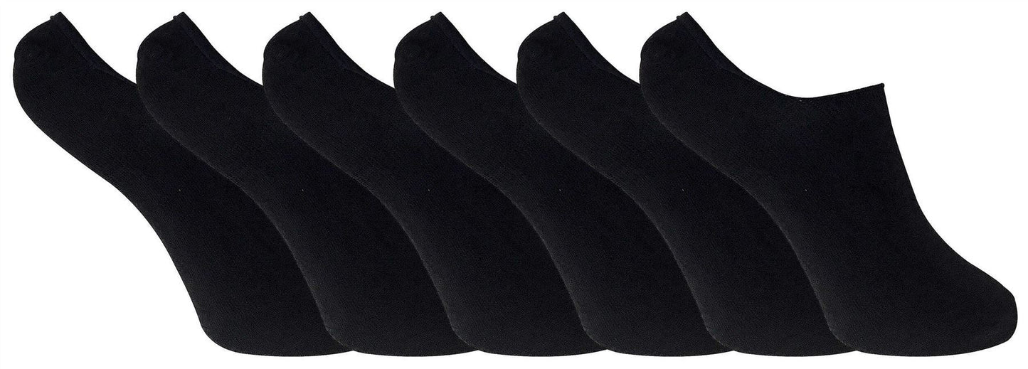 6 Pairs Ladies Bamboo Trainer Liner (BNSTL Black)