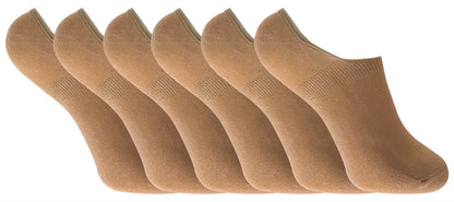 6 Pairs Ladies Bamboo Trainer Liner (BNSTL Beige)