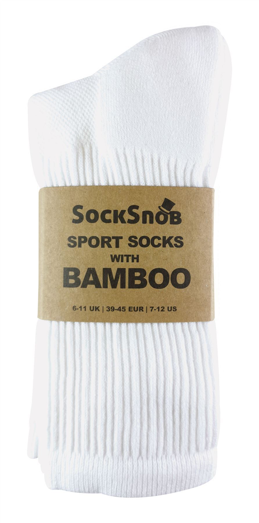 12 Pairs Bamboo Sport Socks (4-7 UK / White)