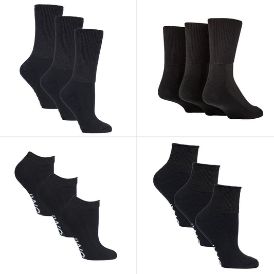 12 Pack Diabetic Socks Bundle (4-8 / Black)