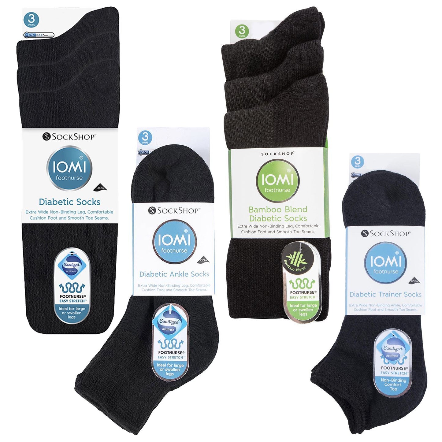 12 Pack Diabetic Socks Bundle (6-8.5 / Black)