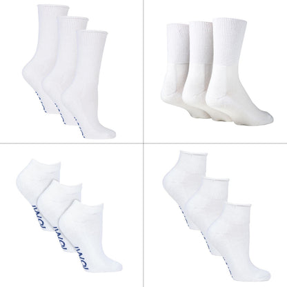 12 Pack Diabetic Socks Bundle (6-8.5 / White)