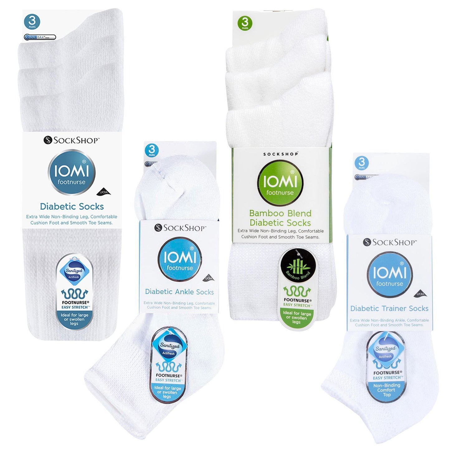 12 Pack Diabetic Socks Bundle (6-8.5 / White)