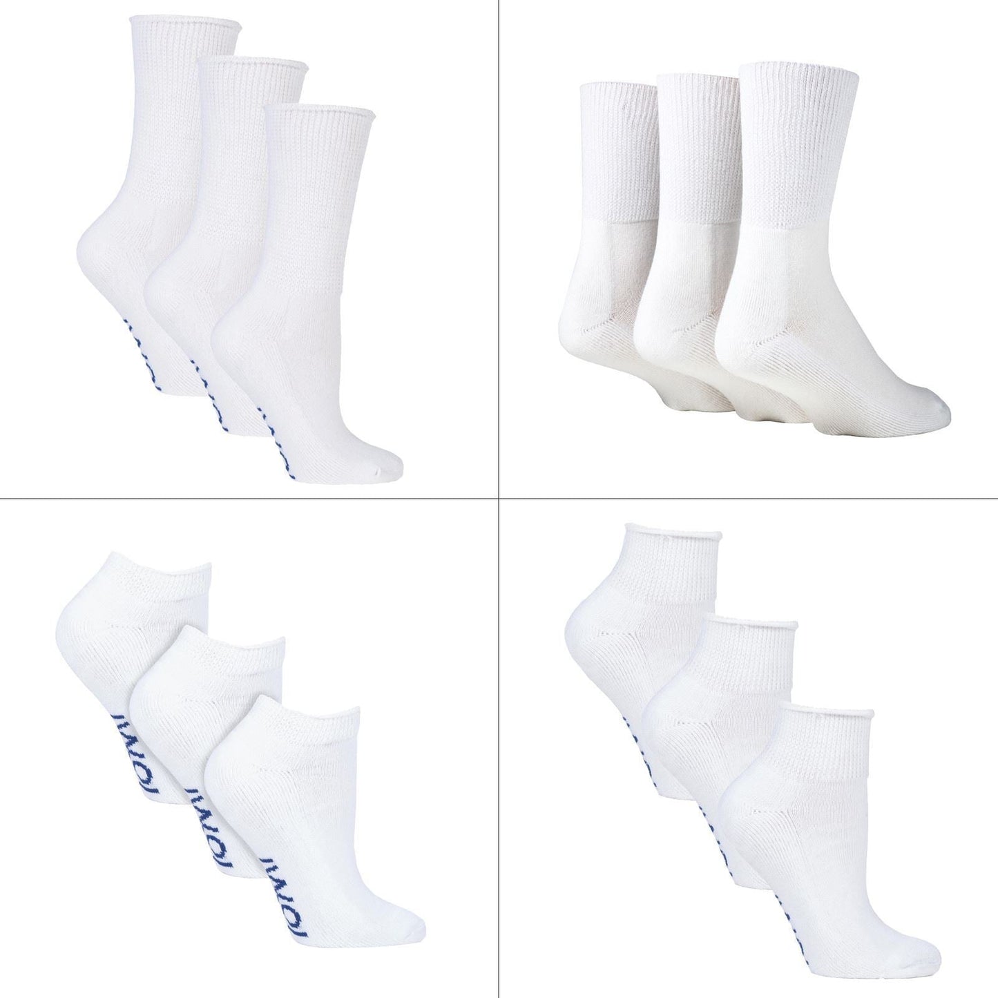 12 Pack Diabetic Socks Bundle (4-8 / White)