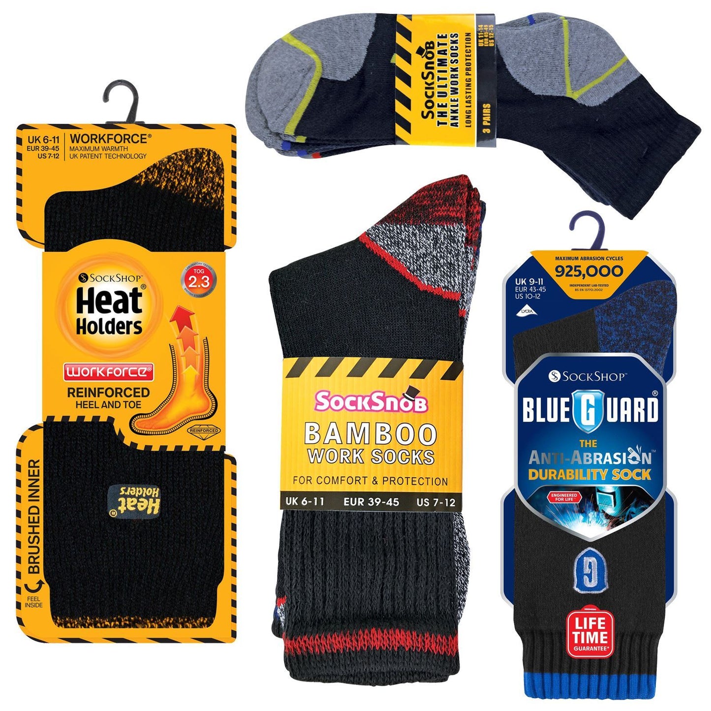 8 Pack Mens Work Socks Bundle (6-11 / Assorted)