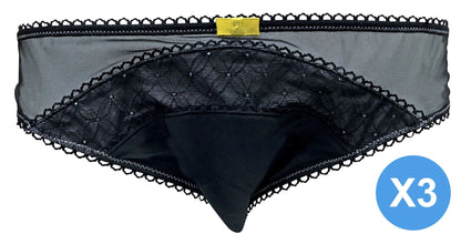 3 Pairs Geo Mesh Briefs (6 UK / Black)