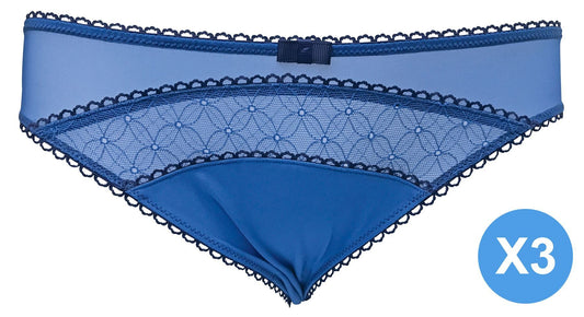 3 Pairs Geo Mesh Briefs (10 UK / Blue)