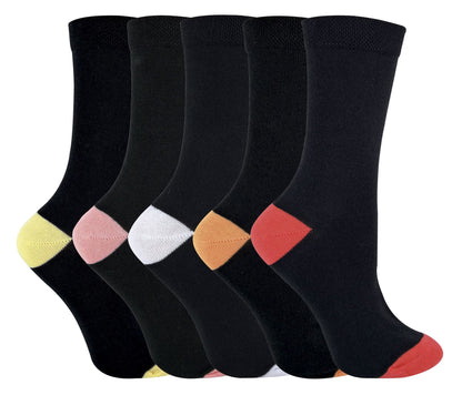 5 Pairs Ladies Coloured Heel & Toe Socks (CS3)