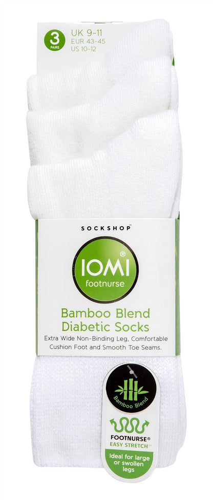 BAMBOO Diabetic Socks - IOMI - 3 Pack (9-11 Uk / White)