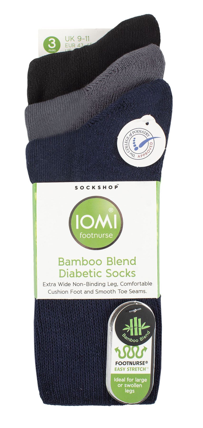 BAMBOO Diabetic Socks - IOMI - 3 Pack (12-14 / BNG)