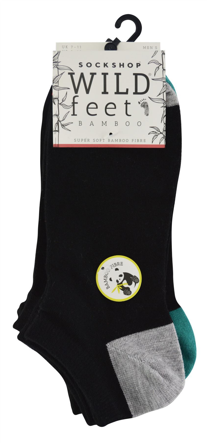 Wildfeet - Mens 5pk Trainer Socks (7-11 / Black H&T)