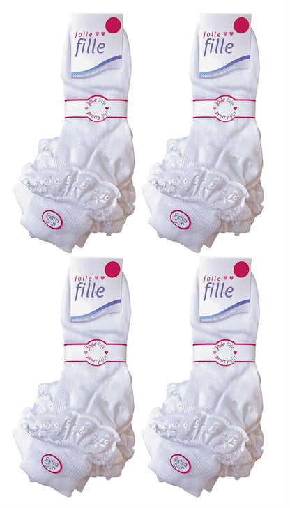 12 Pack Girls Jolie Lace Socks (3-5.5 UK (12-24 Months))