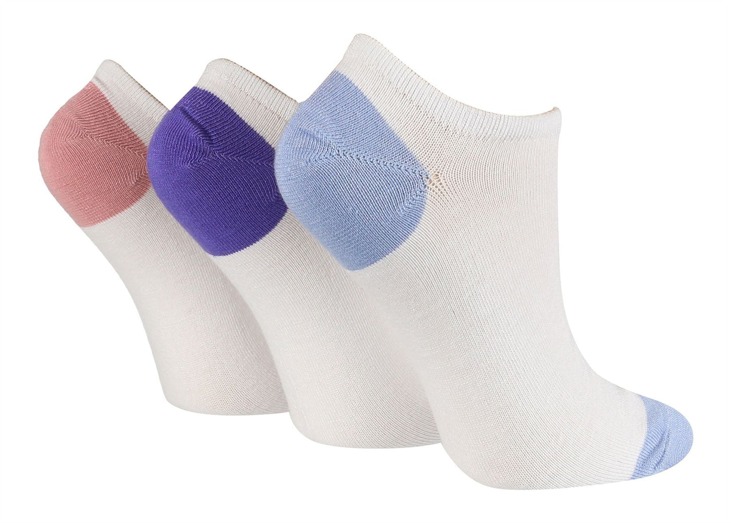 Wildfeet - Ladies 3pk Trainer Socks (4-8 / White / Blue H&T)