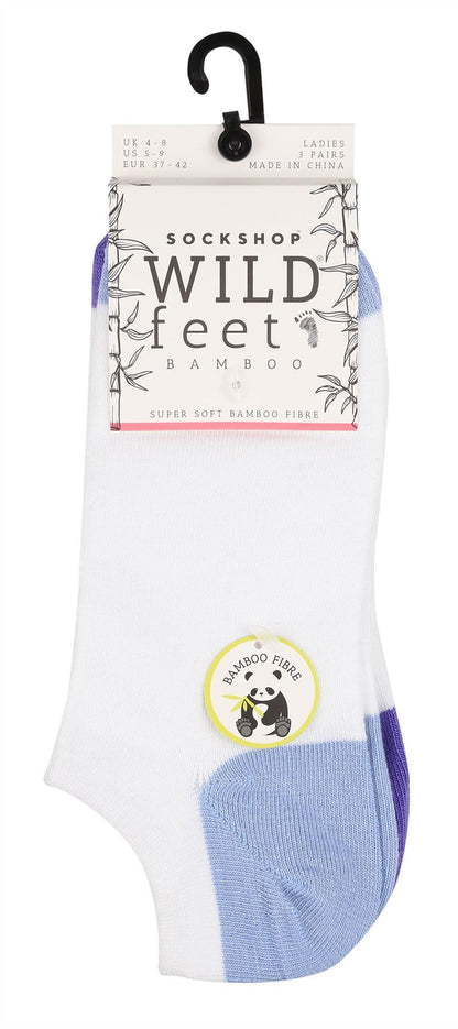 Wildfeet - Ladies 3pk Trainer Socks (4-8 / White / Blue H&T)