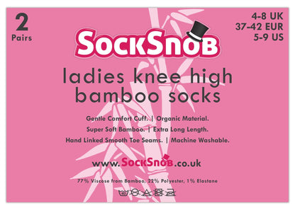 2 Pack Ladies Extra Long Bamboo Socks (Navy)