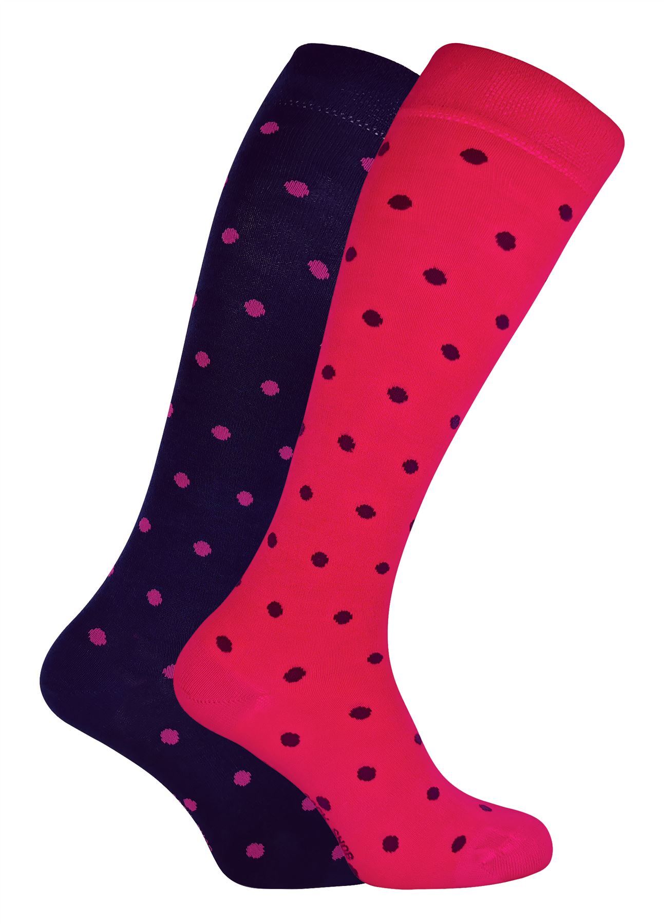 2 Pack Ladies Extra Long Bamboo Socks (Polka Dot)