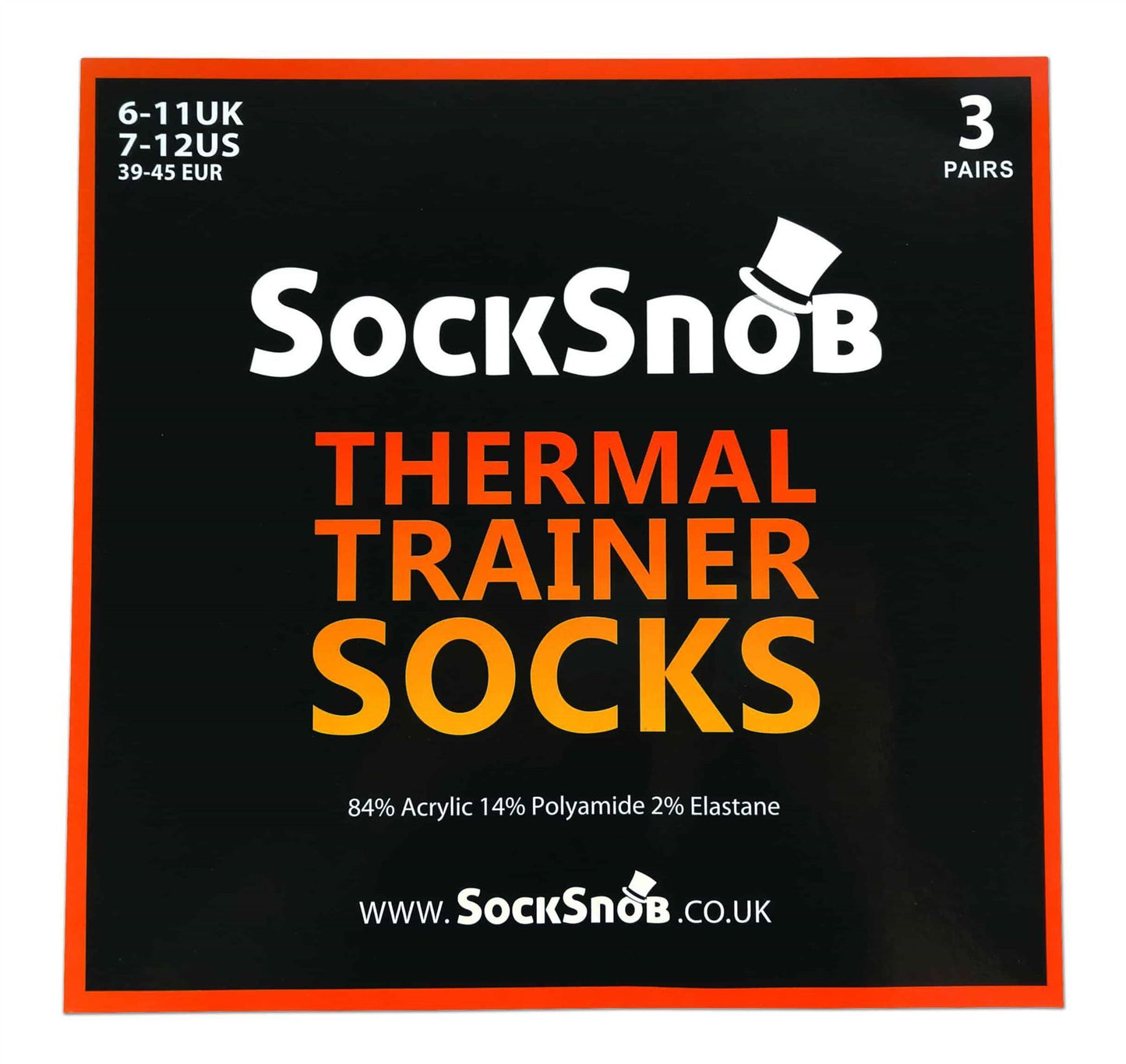 3 Pairs Mens Thermal Trainer Socks (6-11 UK / TTS White)