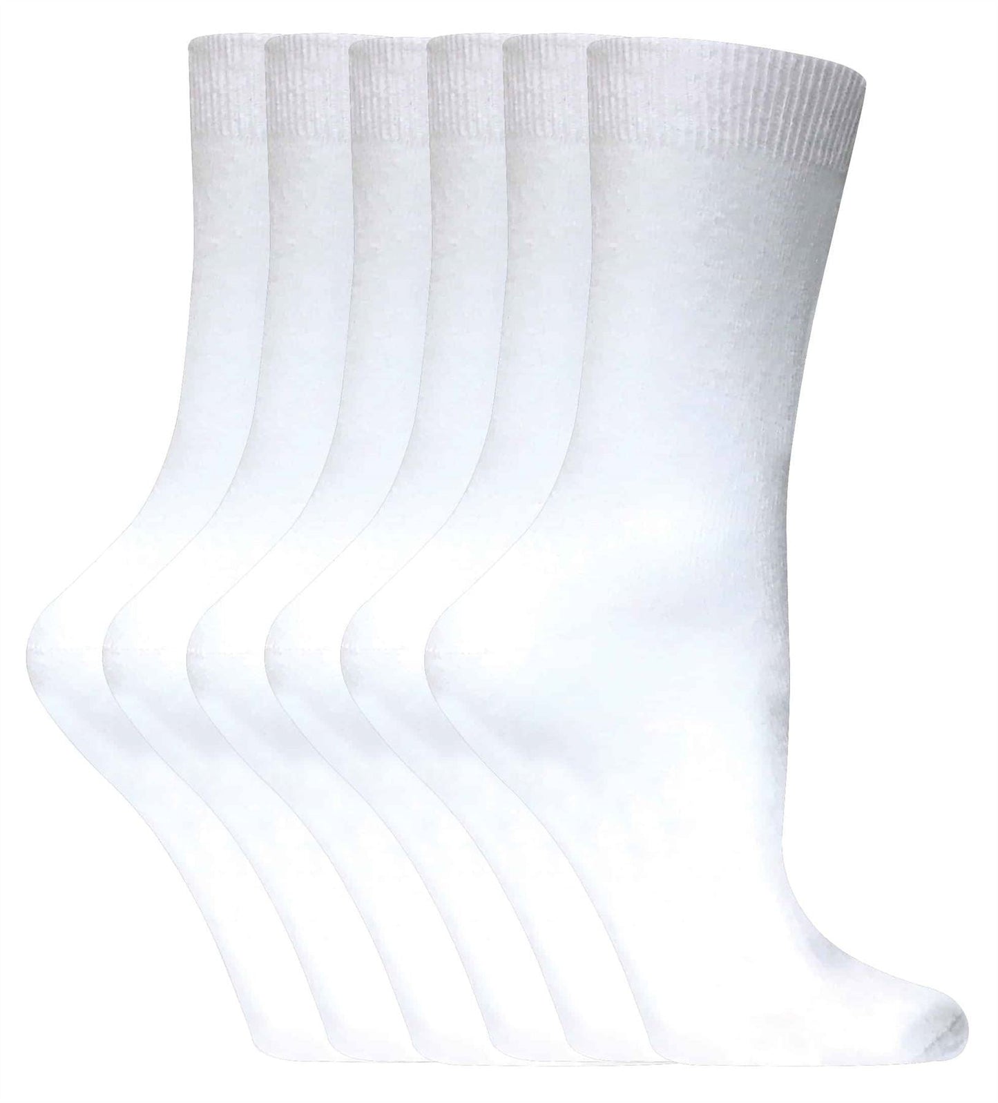 6 Pairs Ladies Plain Coloured Cotton Socks (PL30 White)