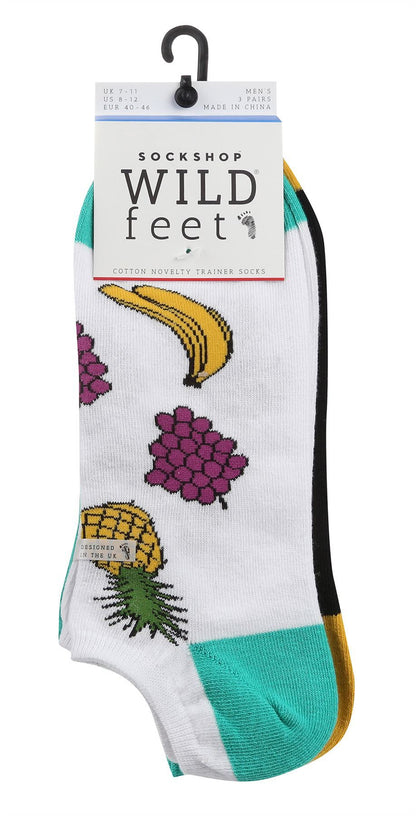 Wildfeet - Mens 3pk Novelty Trainer Socks (7-11 / Fruit)