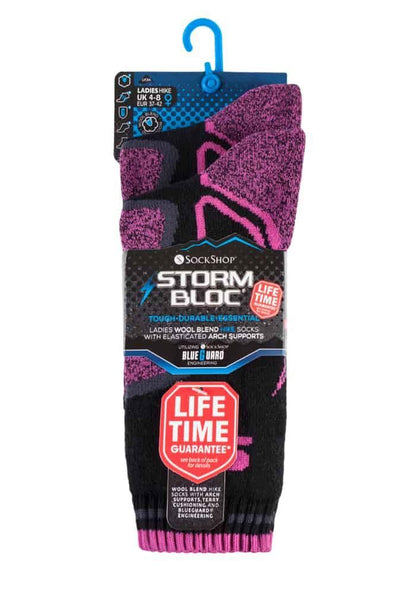 Storm Bloc - 2 Pairs Ladies BG Wool Socks (SBGLS003CHA)