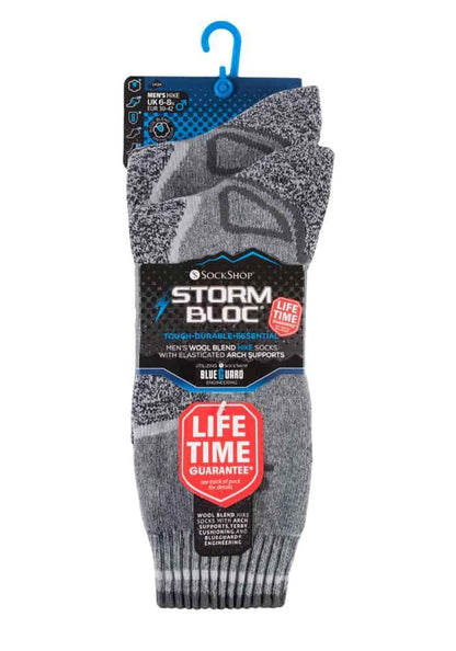 Storm Bloc - 2 Pairs Mens BG Wool Socks (6-8 UK / SBGMS003GRY)