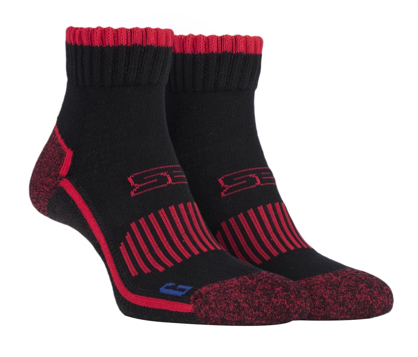 Storm Bloc - 1 Pair Mens Cotton Ankle Socks (9-12 / Black Red)