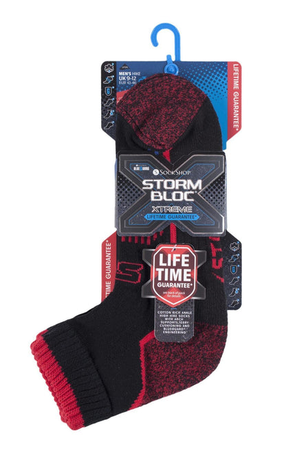 Storm Bloc - 1 Pair Mens Cotton Ankle Socks (9-12 / Black Red)