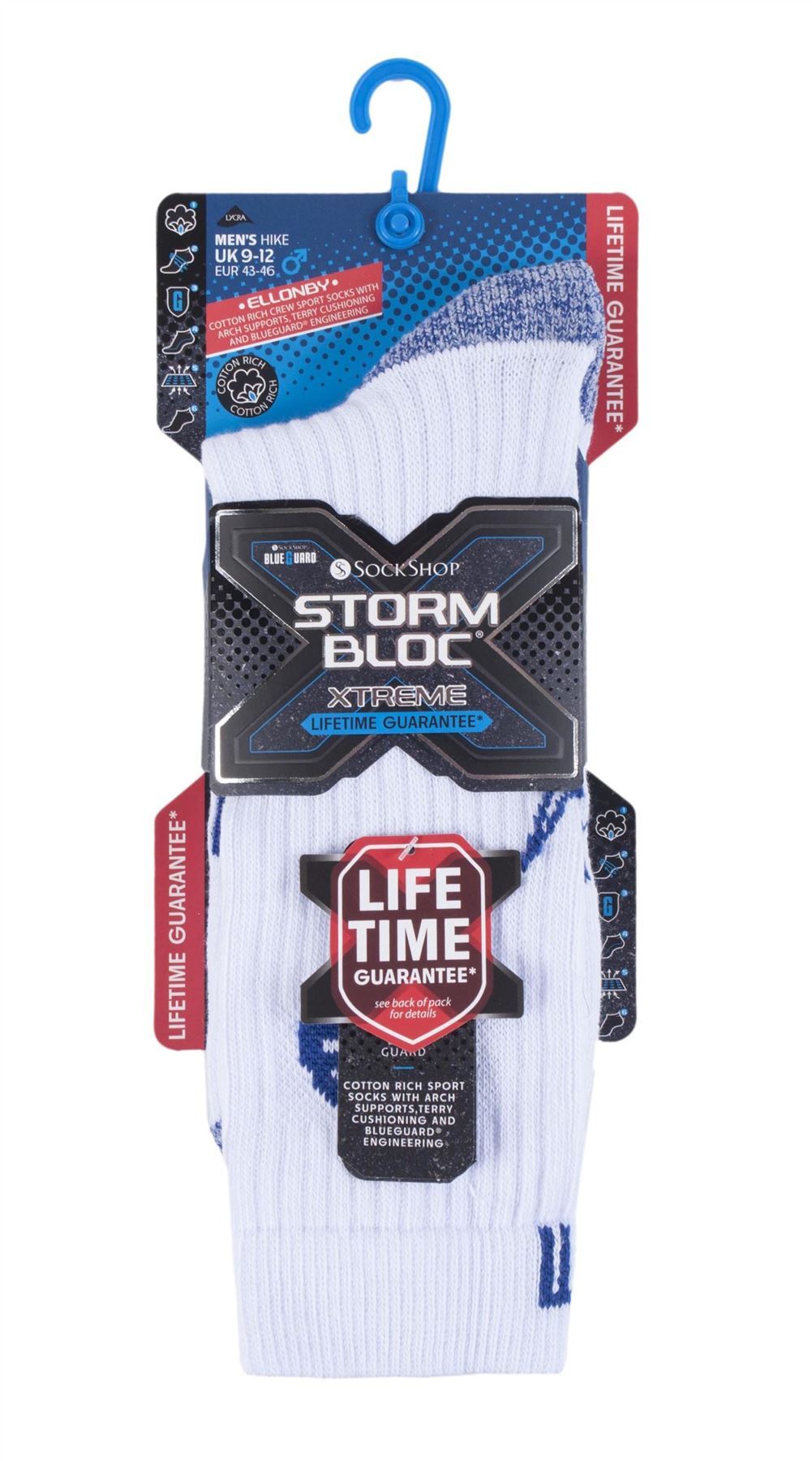 Storm Bloc - 1 Pair Mens Cotton Crew Socks (6-8.5 / White)