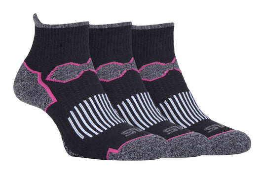 Storm Bloc - 3 Pairs Ladies Bright Sport Ankle Socks (SBLS016BLK)