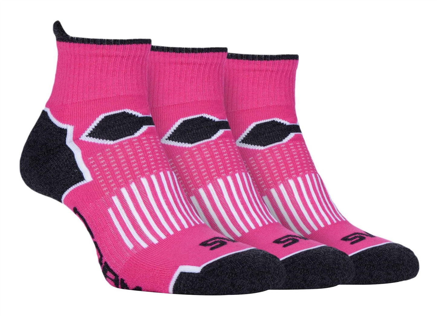 Storm Bloc - 3 Pairs Ladies Bright Sport Ankle Socks (SBLS016PIN)