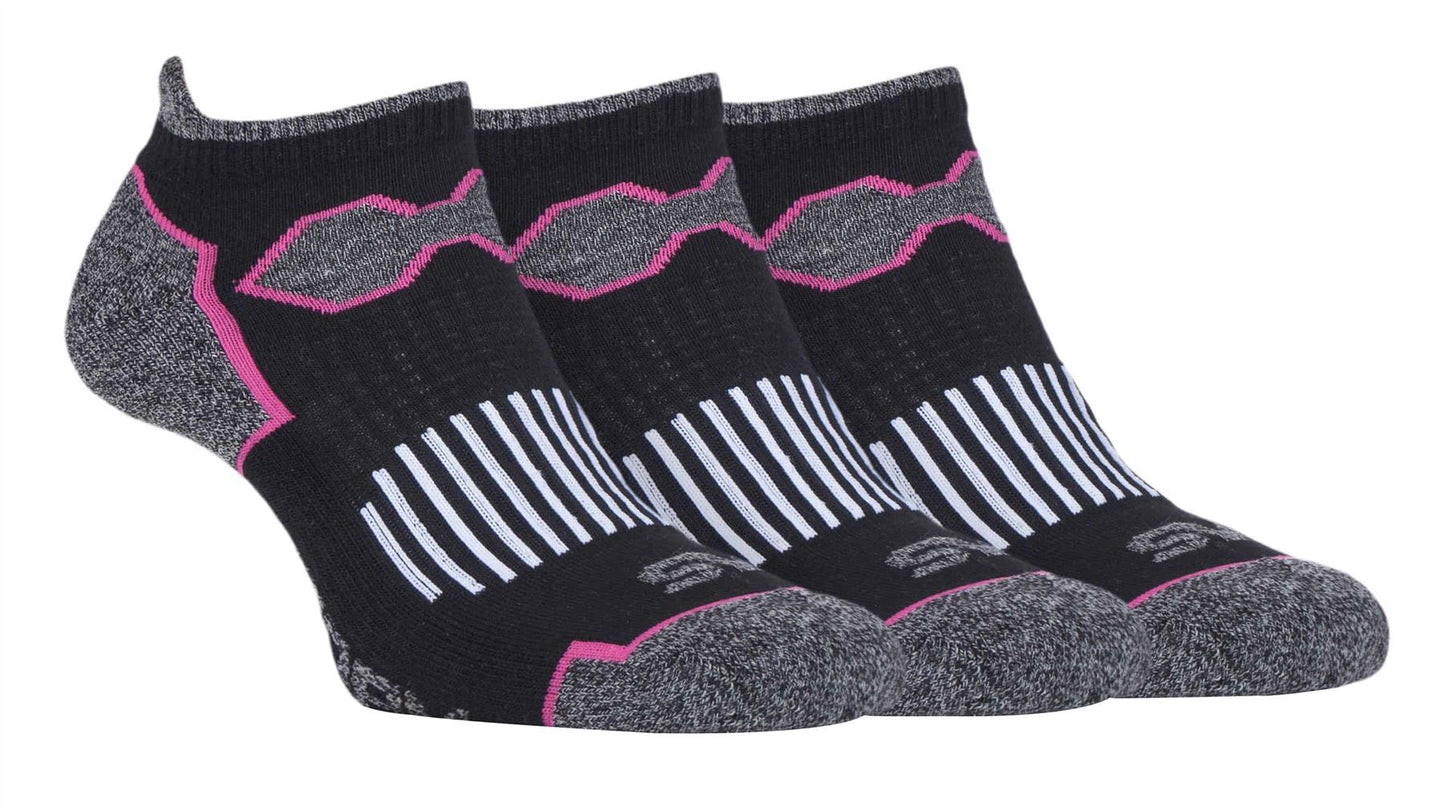 Storm Bloc - 3 Pairs Ladies Bright Sport Trainer Socks (SBLS017BLK)