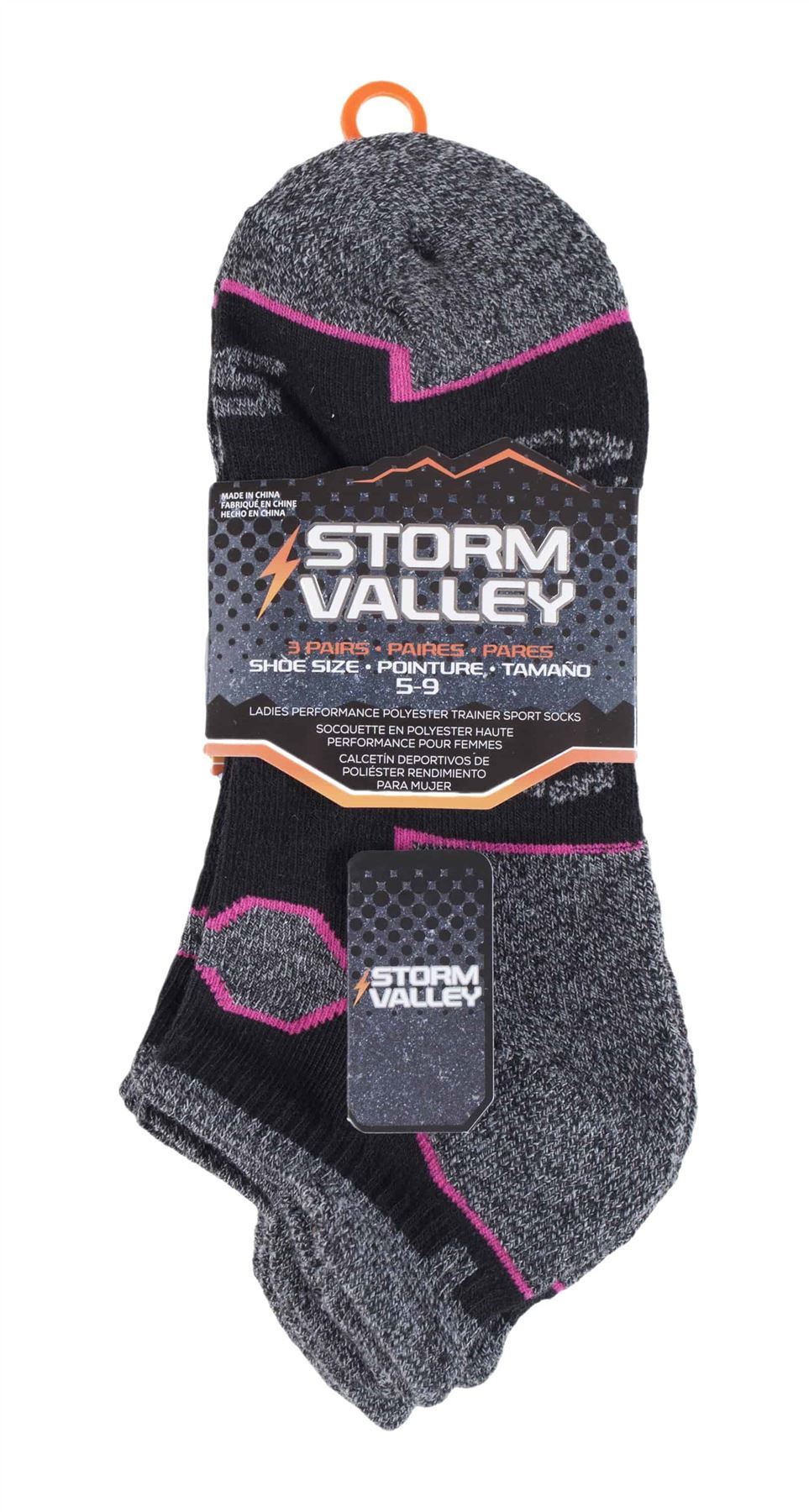 Storm Bloc - 3 Pairs Ladies Bright Sport Trainer Socks (SBLS017BLK)