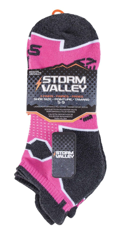 Storm Bloc - 3 Pairs Ladies Bright Sport Trainer Socks (SBLS017PIN)