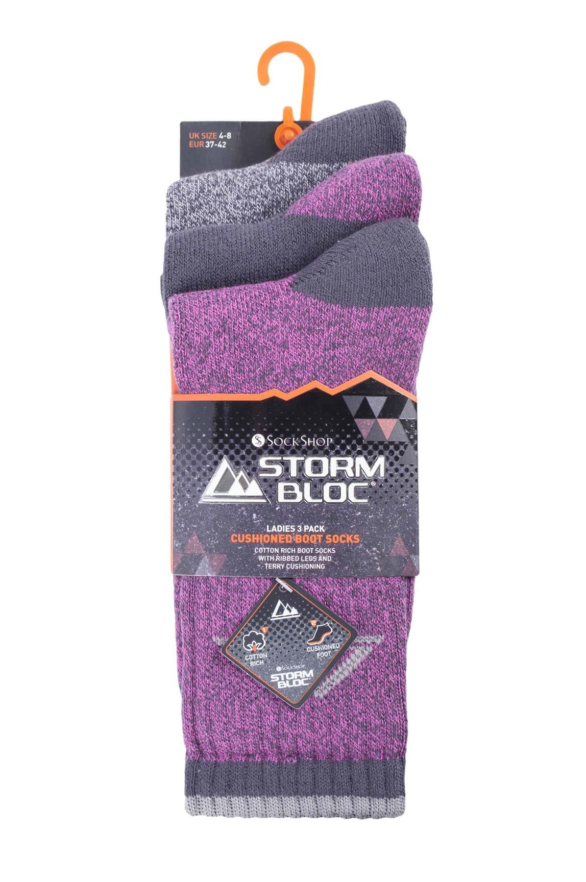 Storm Bloc - 3 Pairs Ladies Cushioned Boot Socks (SBLS032CHA)