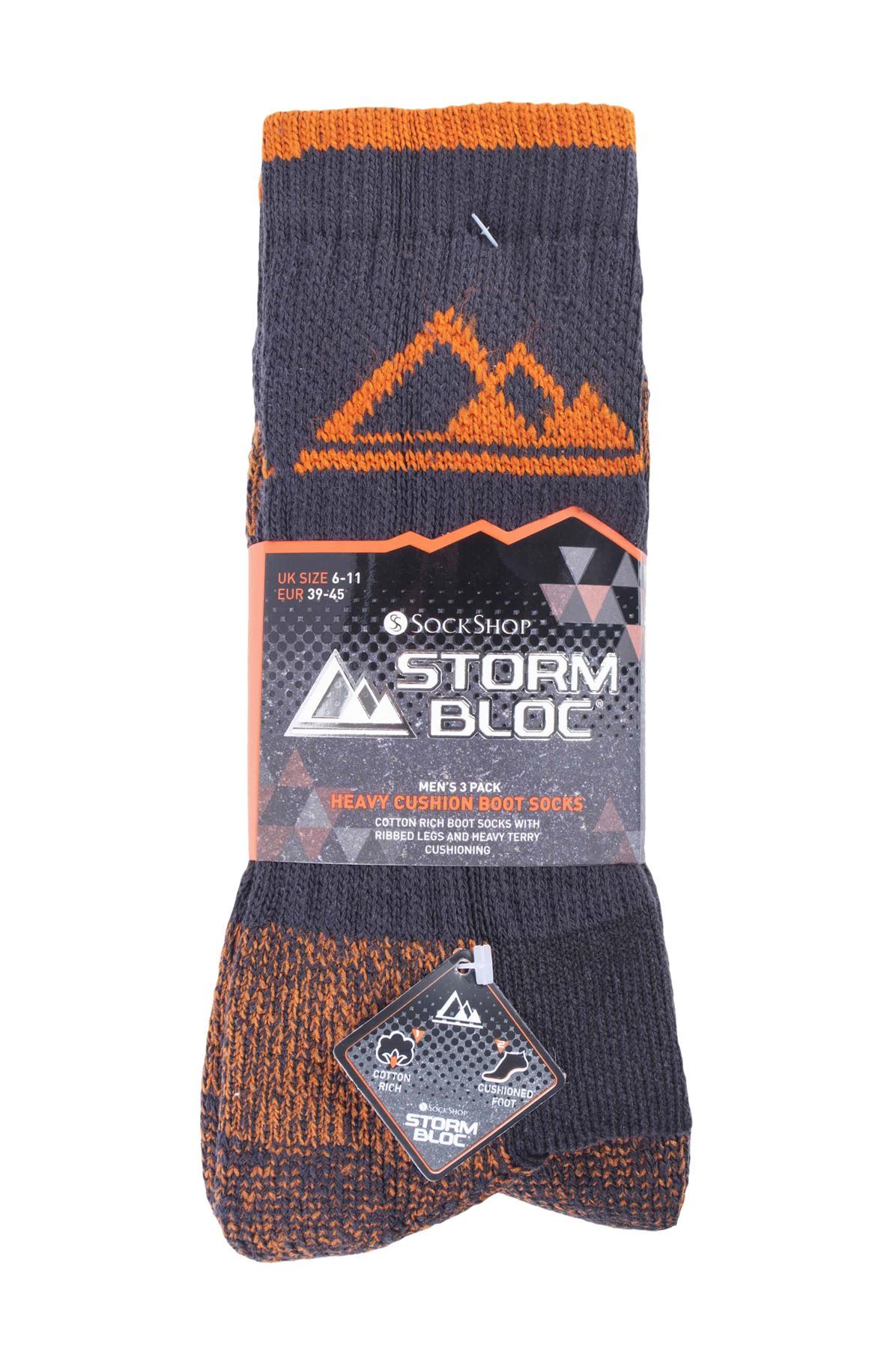 Storm Bloc - 3 Pairs Mens Heavy Cushion Cotton Socks (SBMS030CHA)